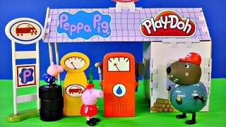 Peppa Pig 12 Piece Buildable Grandad Dogs Garage Playset Play Doh Peppapig Car Wash [upl. by Ttej116]