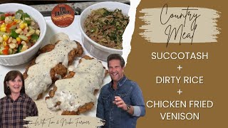 Chicken Fried Venison w Gravy Veggie Succotash amp Dirty Rice 1233 [upl. by Connor]