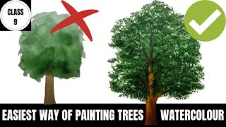 WATERCOLOUR TREE PAINTING FOR BEGINNERS  CLASS 9 [upl. by Noirod]