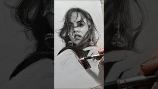 Graphite pencil portrait ✏️SeemaSinghart portraitart shortvideos [upl. by Ardnwahs266]