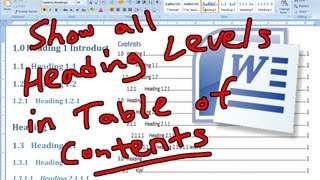 Showing Heading Levels in Table of Contents  Office Word 2007 [upl. by Hanaj]