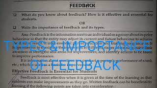 TYPES amp IMPORTANCE OF FEEDBACK  ASSESSMENT FOR LEARNING  Bed 2nd YEAR [upl. by Rehpotsyrhc]