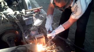 Rezanie materiálu autogénom 2  Oxyacetylene cutting material 2 [upl. by Ardnic]