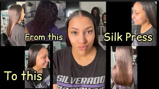 VLOGTOBER Day 4  Silk Press On Natural Hair [upl. by Oilicec]