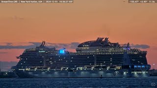 The magnificent MSC Meraviglia at sunset in New York 12124 [upl. by Aihsyla]