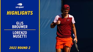 Gijs Brouwer vs Lorenzo Musetti Highlights  2022 US Open Round 2 [upl. by Ynnel]