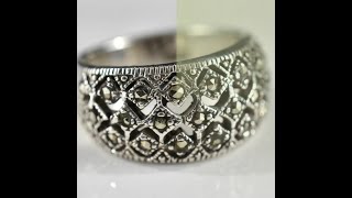 Solid Sterling Silver and Marcasite Ring Size 812 [upl. by Everson]