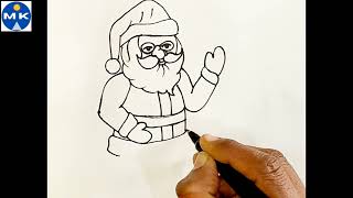 How To Draw Santa Claus On Christmas  Merry Christmas Drawing With Colour  Christmas Drawing Easy [upl. by Nnylg]