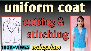 Girls uniform coller coat cutting and stitchingin MalayalamCee Pee Creation [upl. by Viddah]