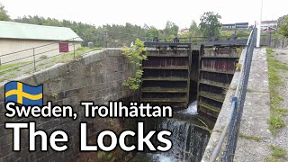 Sweden Trollhättan Walking around the canal area filled with old locks [upl. by Pansir]