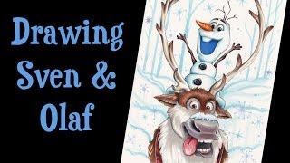 Speed Drawing SVEN and OLAF  Disneys Frozen [upl. by Yenffit]