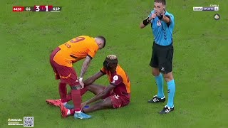 Victor Osimhen injured after scoring twice for Galatasaray vs Kasimpasa [upl. by Aleacin]