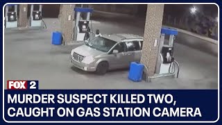 Murder suspect killed two caught on gas station camera [upl. by Ettore]