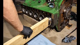 Installation of 1967 John Deere 4020 Cylinder Liners and Pistons [upl. by Ardnahcal669]