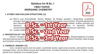 BSc1st 2nd and 3rd year Chemistry Syllabus [upl. by Frida]