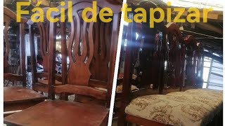 Como tapizar fácil el asiento de una silla de madera comedor [upl. by Keven]