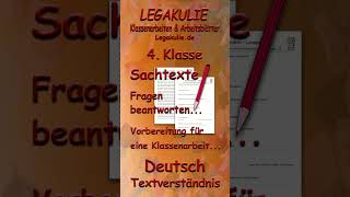 Deutsch 4Klasse Textverständnis Leseprobe Kurztexte Sachtexte PDF Legakulie shorts school [upl. by Nannek]