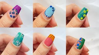 Simple flower nail art desings at home diseñso de uñas Easy Trending Nail Art for beginners [upl. by Mullac]