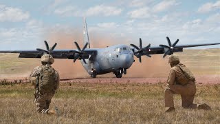 Massive US C130 Aircraft Flawless Austere Landing on Dirt Strip [upl. by Hannavahs85]