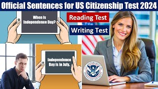 US Citizenship 2024 USCIS OFFICIAL Sentences for English Reading and Writing Test [upl. by Marinelli351]