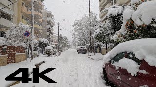 Χιόνια στο Χαλάνδρι  Snow in Chalandri 1516022021  Κακοκαιρία quotΜήδειαquot 4K Athens Snow [upl. by Niltyak913]