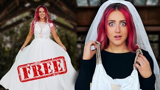 Trying on 13 DESIGNER Wedding Dresses I got for FREE [upl. by Ecinnej98]