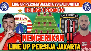 LINE UP PERSIJA JAKARTA VS BALI UNITED  BRI LIGA 1 PEKAN 30  JADWAL PERSIJA VS BALI UNITED  LIVE [upl. by Yecnay83]