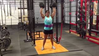 Gillian Mounsey Ward Standing OH DB Presses 60lbsx 6 [upl. by Kora]