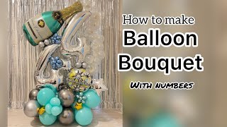 How to make balloon bouquet with numbers  44th birthday balloons ideas  DIY balloon bouquet [upl. by Georgeta]