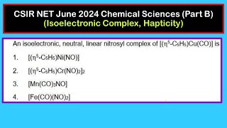 Linear and Bent Nitrosyl Complex  18 electron count  Hapticity  CSIR NET June 2024 Chemistry [upl. by Maher]