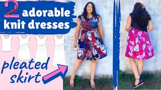 Sewing EASY amp ADORABLE KNIT PLEATS 2 Oasis dresses Sinclair Patterns Tricks for mixing knits [upl. by Hughie763]