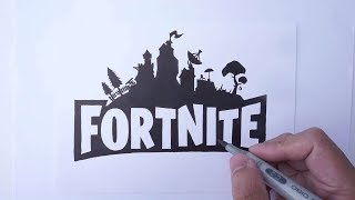 How to Draw FORTNITE Logo No Ruler [upl. by Lefty231]