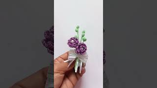 BEAUTIFUL CROCHET FLOWER BUD BROOCH PIN  Simple Cute DIY Handmade Jewelry crochet craft [upl. by Novert]