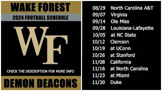 2024 Wake Forest Demon Deacons Football Schedule [upl. by Akcirederf990]