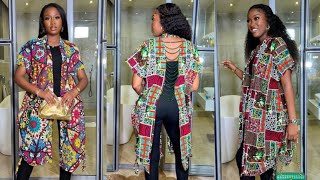 How to make a BEADED BACKLESS KIMONO JACKET with Drawstring design beginnerfriendly kimonodress [upl. by Acimot656]