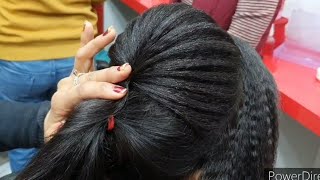 most beautiful party amp wedding hairstyle with crumping Tikka setting amp paf settingpooja chaudhary [upl. by Ynnattirb182]