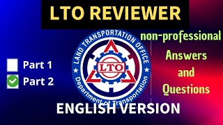 LTO Exam Reviewer 2024 English For NonProfessional Drivers License  Question amp Answer Key  Part 2 [upl. by Sivatco]