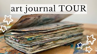 ART JOURNAL FLIPTHROUGH  Tour of my Moleskine Mixedmedia sketchbook [upl. by Theurer724]