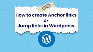 How to create Anchor Link or Jump Link in WordPress I Easy way I Anonym SB [upl. by Ayidan277]