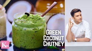 Green Coconut Chutney with Dosa Idli South Indian  Coriander Chutney इडली नारियल चटनी Kunal Kapur [upl. by Fabi]