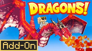 DRAGONS Addon  8 Tameable amp Rideable Dragons in Minecraft Bedrock Edition [upl. by Arymat741]