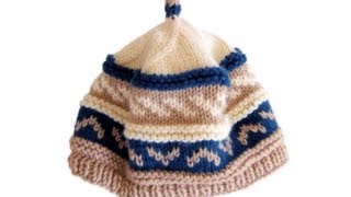 How to knit a Fair Isle pattern Beanie Cap hat with needles [upl. by Urd]