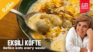 Easy Turkish Meatball Soup  Refikas FAVORITE Comfort Food EKŞİLİ KÖFTE Recipe 🤤 [upl. by Kiel521]