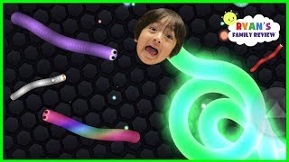 Lets Play Mega Fun Slither io Game with Ryans Family Review [upl. by Akcirderf]