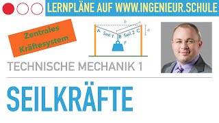 Seilkräfte Aufgabe – Technische Mechanik 1 – Stereostatik [upl. by Deehahs]