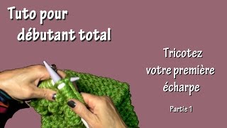 Tuto tricot pour débutant total  Première écharpe Part I [upl. by Rotman419]