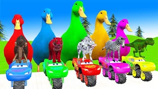 Paint Animals Elephant GorillaTigerHippoCheetah Fountain Crossing Transformation Animals Cartoon [upl. by Ernesta]