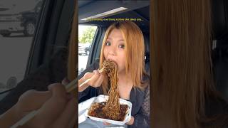 BLACK BEAN NOODLES IN THE CAR GONE WRONG shorts viral mukbang [upl. by Sukhum]