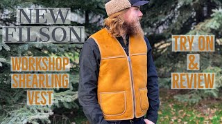 NEW Filson Workshop Shearling Vest Try on amp Review [upl. by Derreg979]