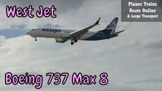 West Jet Boeing 737 Max 8 From Calgary Landing At Toronto Airport [upl. by Htebesile1]